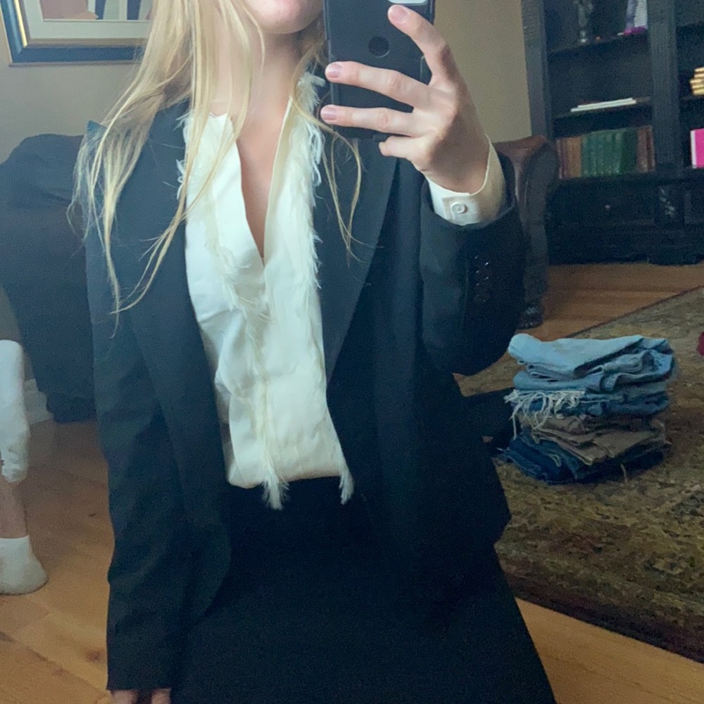 Helmut Lang White dress shirt with fluff detail